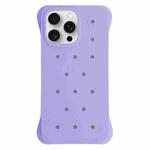 For iPhone 15 Pro Solid Color Holes Heat Dissipation PC Shockproof Phone Case(Purple)
