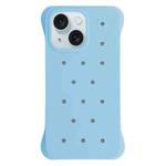 For iPhone 15 Plus Solid Color Holes Heat Dissipation PC Shockproof Phone Case(Light Blue)
