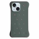 For iPhone 15 Solid Color Holes Heat Dissipation PC Shockproof Phone Case(Grey)