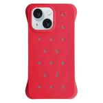 For iPhone 15 Solid Color Holes Heat Dissipation PC Shockproof Phone Case(Red)