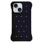 For iPhone 15 Solid Color Holes Heat Dissipation PC Shockproof Phone Case(Black)