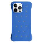 For iPhone 14 Pro Max Solid Color Holes Heat Dissipation PC Shockproof Phone Case(Blue)