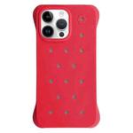 For iPhone 14 Pro Solid Color Holes Heat Dissipation PC Shockproof Phone Case(Red)