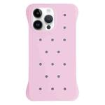 For iPhone 14 Pro Solid Color Holes Heat Dissipation PC Shockproof Phone Case(Pink)