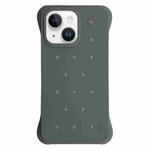 For iPhone 14 Plus Solid Color Holes Heat Dissipation PC Shockproof Phone Case(Grey)