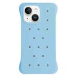 For iPhone 14 Solid Color Holes Heat Dissipation PC Shockproof Phone Case(Light Blue)