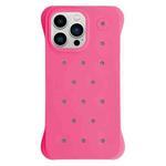 For iPhone 13 Pro Max Solid Color Holes Heat Dissipation PC Shockproof Phone Case(Rose Red)