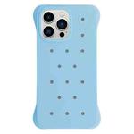 For iPhone 13 Pro Max Solid Color Holes Heat Dissipation PC Shockproof Phone Case(Light Blue)