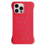 For iPhone 13 Pro Max Solid Color Holes Heat Dissipation PC Shockproof Phone Case(Red)