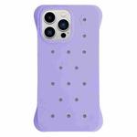 For iPhone 13 Pro Max Solid Color Holes Heat Dissipation PC Shockproof Phone Case(Purple)