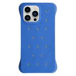 For iPhone 13 Pro Max Solid Color Holes Heat Dissipation PC Shockproof Phone Case(Blue)