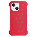 For iPhone 13 Solid Color Holes Heat Dissipation PC Shockproof Phone Case(Red)