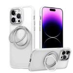 For iPhone 13 Pro Max Gear 360 Rotation MagSafe Holder Phone Case(White)