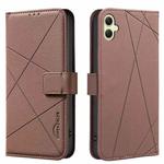 For Samsung Galaxy A05S Geometric Pattern RFID Leather Phone Case(Brown)