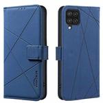 For Samsung Galaxy A22 4G Geometric Pattern RFID Leather Phone Case(Blue)