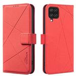 For Samsung Galaxy A22 4G Geometric Pattern RFID Leather Phone Case(Red)