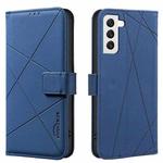 For Samsung Galaxy S21 5G Geometric Pattern RFID Leather Phone Case(Blue)