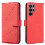 For Samsung Galaxy S21 Ultra 5G Geometric Pattern RFID Leather Phone Case(Red)