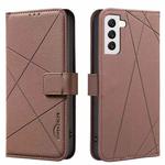 For Samsung Galaxy S22+ 5G Geometric Pattern RFID Leather Phone Case(Brown)