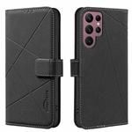 For Samsung Galaxy S22 Ultra 5G Geometric Pattern RFID Leather Phone Case(Black)