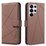 For Samsung Galaxy S25 Ultra 5G Geometric Pattern RFID Leather Phone Case(Brown)