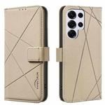 For Samsung Galaxy S25 Ultra 5G Geometric Pattern RFID Leather Phone Case(Beige)