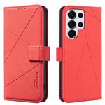 For Samsung Galaxy S25 Ultra 5G Geometric Pattern RFID Leather Phone Case(Red)