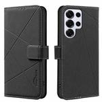 For Samsung Galaxy S25 Ultra 5G Geometric Pattern RFID Leather Phone Case(Black)