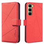 For Infinix Hot 60 Pro 4G Geometric Pattern RFID Leather Phone Case(Red)
