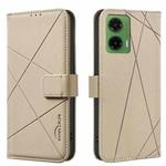 For Motorola Moto G35 5G Geometric Pattern RFID Leather Phone Case(Beige)