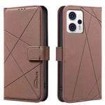 For Motorola Moto G73 5G Geometric Pattern RFID Leather Phone Case(Brown)