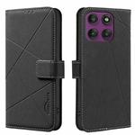 For Motorola Edge 60 Pro Geometric Pattern RFID Leather Phone Case(Black)