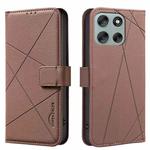 For Motorola Moto G56 5G Geometric Pattern RFID Leather Phone Case(Brown)