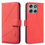 For Motorola Moto G56 5G Geometric Pattern RFID Leather Phone Case(Red)