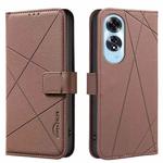 For OPPO A60 4G Geometric Pattern RFID Leather Phone Case(Brown)