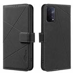 For OPPO A74 5G / A93 5G / A54 5G Geometric Pattern RFID Leather Phone Case(Black)