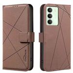 For Realme 14x 5G Geometric Pattern RFID Leather Phone Case(Brown)