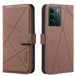 For Realme C71 4G Global Geometric Pattern RFID Leather Phone Case(Brown)