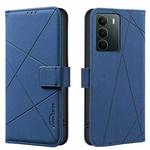 For Realme C71 4G Global Geometric Pattern RFID Leather Phone Case(Blue)