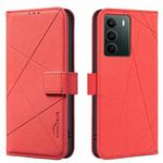 For Realme C71 4G Global Geometric Pattern RFID Leather Phone Case(Red)