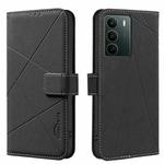 For Realme C71 4G Global Geometric Pattern RFID Leather Phone Case(Black)