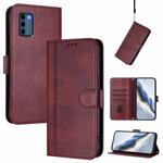 For Nokia C300 Line Splicing Buckle Retro Leather Phone Case(Wine Red)