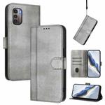 For Nokia G11 4G / G21 4G Line Splicing Buckle Retro Leather Phone Case(Grey)