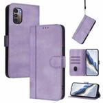 For Nokia G11 4G / G21 4G Line Splicing Buckle Retro Leather Phone Case(Purple)