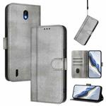For Nokia C01 Plus / C1 2nd Edition Line Splicing Buckle Retro Leather Phone Case(Grey)