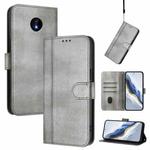 For Nokia C10 / C20 Line Splicing Buckle Retro Leather Phone Case(Grey)
