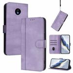 For Nokia C10 / C20 Line Splicing Buckle Retro Leather Phone Case(Purple)