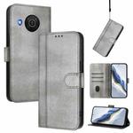 For Nokia X20 / X10 Line Splicing Buckle Retro Leather Phone Case(Grey)