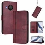 For Nokia X20 / X10 Line Splicing Buckle Retro Leather Phone Case(Wine Red)