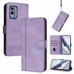 For Nokia X30 5G Line Splicing Buckle Retro Leather Phone Case(Purple)